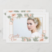 ピンクローズフォトフレーム招待状 招待状 (正面/裏面)