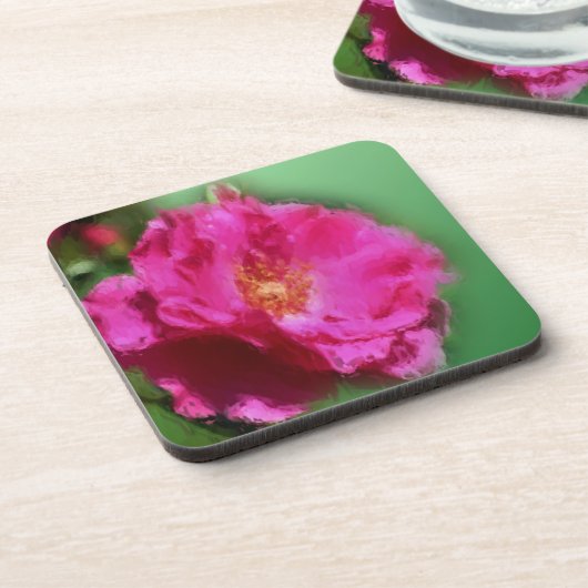 ピンクローズフラワーアート自然コースターセット コースター (左側)