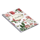 ピンクローズフラワーズ蜂ヴィンテージフローラパーソナライズされた ノートブック (右側)