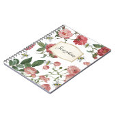 ピンクローズフラワーズ蜂ヴィンテージフローラパーソナライズされた ノートブック (左側)