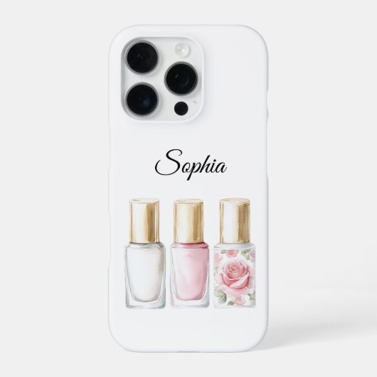ピンクローズフラワーネイルポリッシュ iPhoneケース (裏面)