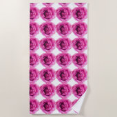 ピンクローズフラワービーチタオル ビーチタオル (正面)