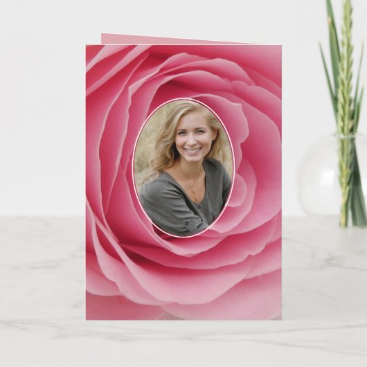 ピンクローズフラワーフォトフローラ50誕生日カード カード (裏面)