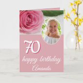 ピンクローズフラワーフォトフローラ70誕生日カード カード (黄色い花)