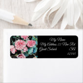 ピンクローズフラワーフローラ差出人住所ラベル ラベル (インサイチュ)