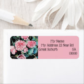 ピンクローズフラワーフローラ差出人住所ラベル ラベル (インサイチュ)