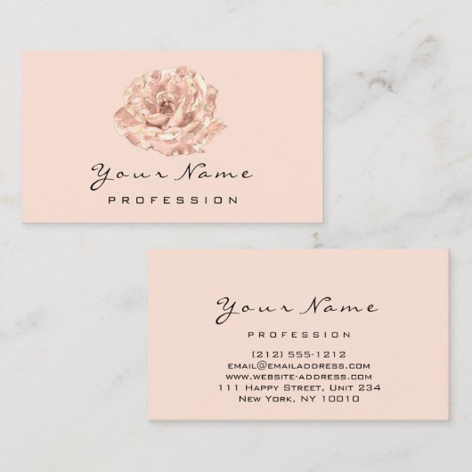 ピンクローズフラワーブロガーStylistイベント美しい体 名刺 (正面/裏面)