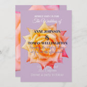 ピンクローズフラワーブロッサム結婚式招待状 招待状 (正面/裏面)