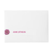 ピンクローズフラワー住所 シール ラップアラウンド宛名ラベル (正面)