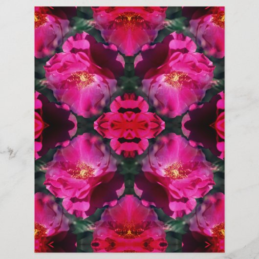 ピンクローズフラワー抽象芸術スクラップブック紙 (正面)