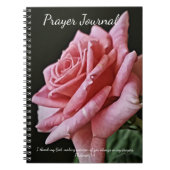 ピンクローズフラワー祈りの言葉ジャーナル ノートブック (正面)