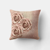 ピンクローズフラワー金ゴールド銅シークイングリル クッション (裏面)