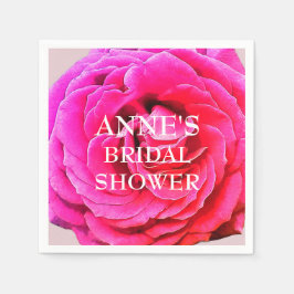 ピンクローズフラワー、ブライダルシャワー紙ナプキンス スタンダードカクテルナプキン