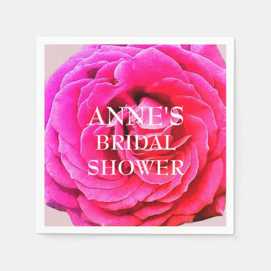 ピンクローズフラワー、ブライダルシャワー紙ナプキンス スタンダードカクテルナプキン (正面)