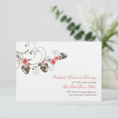 ピンクローズフルーアエレガントフローラウェディングレセプション 招待状 (スタンド正面)