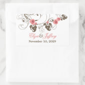 ピンクローズフルーアロマンチックフローラエレガントな結婚式 長方形シール (バッグ)