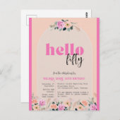 ピンクローズフローラこんにちは50歳の誕生日の招待 ポストカード (正面/裏面)