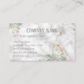 ピンクローズフローラと金ゴールドマーブルホームデコール 名刺 (裏面)