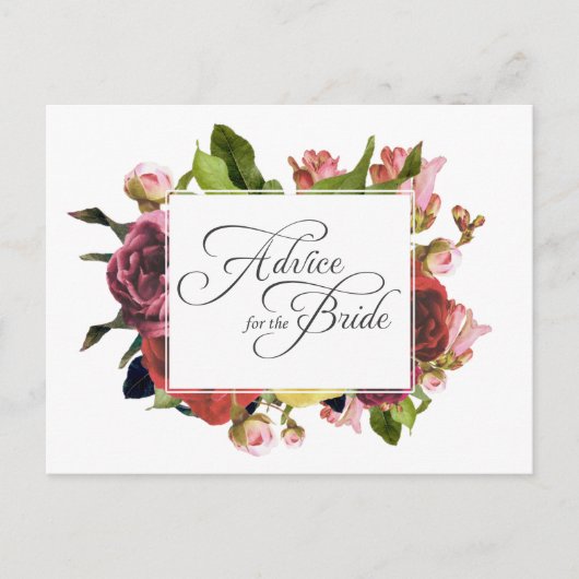 ピンクローズフローラアドバイスfor the bride アドバイスカード (正面)