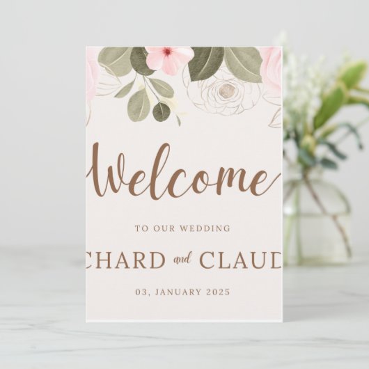 ピンクローズフローラアーチエレガントウェディング招待状 招待状 (スタンド正面)