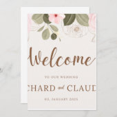 ピンクローズフローラアーチエレガントウェディング招待状 招待状 (正面/裏面)