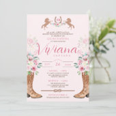 ピンクローズフローラウエスタンブーツチャロキンセアニェラ 招待状 (スタンド正面)