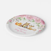 ピンクローズフローラウッドランドベビーシャワー7"プレート ペーパープレート (アングル)