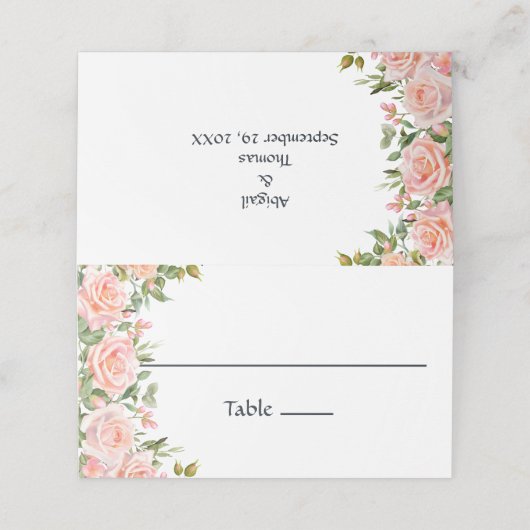 ピンクローズフローラエレガントウェディング座席表 プレイスカード (外部開封)