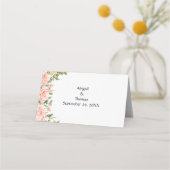 ピンクローズフローラエレガントウェディング座席表 プレイスカード (裏面)