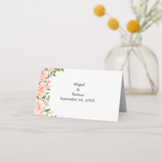 ピンクローズフローラエレガントウェディング座席表 プレイスカード (裏面)