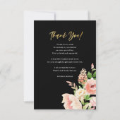 ピンクローズフローラエレガントグリーンリー写真卒業 サンキューカード (裏面)