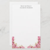 ピンクローズフローラエレガントパーソナライズされた文具 便箋 (正面/裏面)