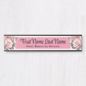 ピンクローズフローラオフィスドアシンボルや象徴名プレート サインプレート (正面)