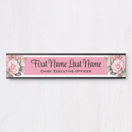 ピンクローズフローラオフィスドアシンボルや象徴名プレート サインプレート (正面)