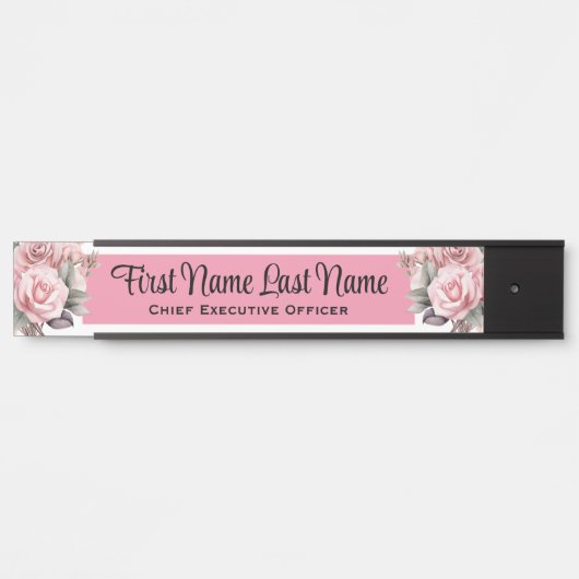 ピンクローズフローラオフィスドアシンボルや象徴名プレート サインプレート (正面)