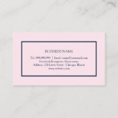 ピンクローズフローラオンネイビーブルーロイヤリティパンチカード 名刺 (裏面)