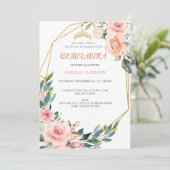 ピンクローズフローラキンセアニェラ赤面バタフライティアール 招待状 (スタンド正面)