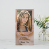 ピンクローズフローラキンセアニラありがとうフォトカード サンキューカード (スタンド正面)