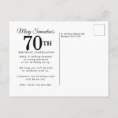 ピンクローズフローラグリーン70誕生日 インビテーションポストカード (裏面)