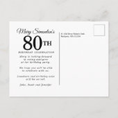 ピンクローズフローラグリーン80誕生日 インビテーションポストカード (裏面)