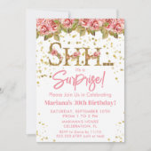 ピンクローズフローラサプライズバースデーパーティー 招待状 (正面)