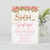 ピンクローズフローラサプライズバースデーパーティー 招待状 (スタンド正面)