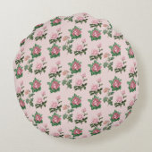 ピンクローズフローラシャビーシックコテージコア ラウンドクッション (裏面)