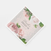 ピンクローズフローラシルバーグリッタースウィート16 スタンダードランチョンナプキン (角)
