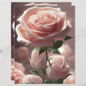 ピンクローズフローラスクラップブック紙 (正面/裏面)