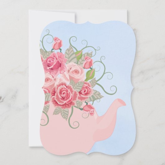 ピンクローズフローラティーパーティーベビーシャワーありがとう サンキューカード (裏面)