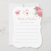 ピンクローズフローラティーパーティーベビーシャワーママアドバイス 招待状 (正面)