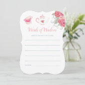 ピンクローズフローラティーパーティーベビーシャワーママアドバイス 招待状 (スタンド正面)