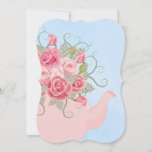 ピンクローズフローラティーパーティーベビーシャワー招待状 招待状 (裏面)