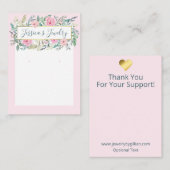 ピンクローズフローラネックレス&イヤリングディスプレイ 名刺 (正面/裏面)